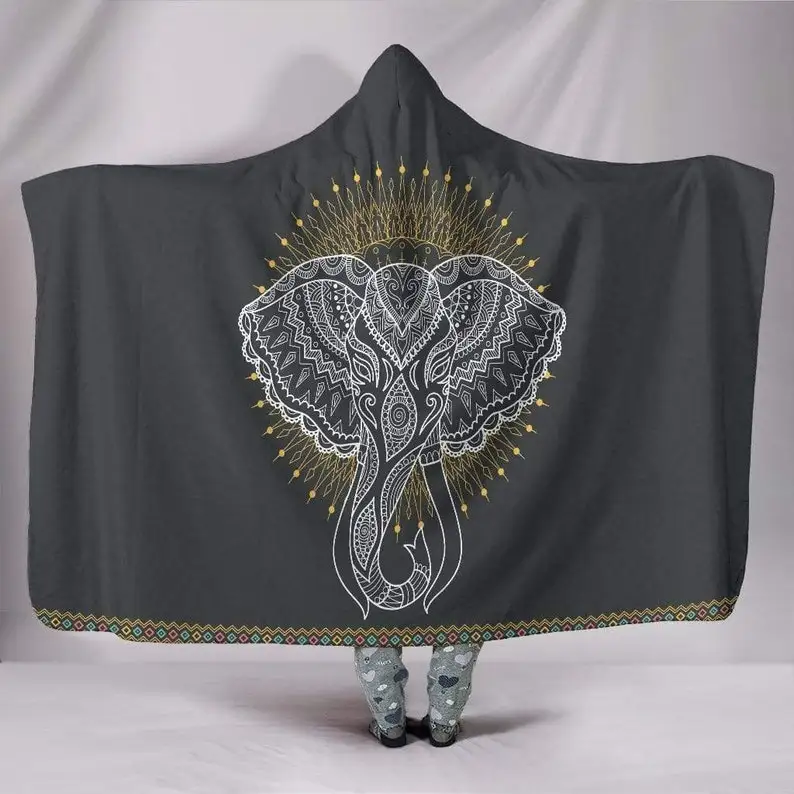 

Hooded Blanket, Elephant Mandala, Yoga Meditation, Hindu Indian, Hippie Festival, Gypsie Lotus, Chakra Trippy, Colorful Throw