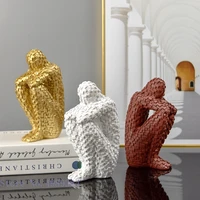 resin abstract figure statue mosaic character model sculpture geometry uneven tuck thinker golden man resin crafts ornaments