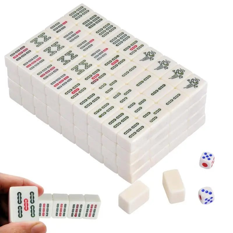 

Travel Mahjong Sets 144 PCS Mini Mah Jong Classic Game Chinese Version Mahjong Game For Travel Friends Family Leisure Game Party