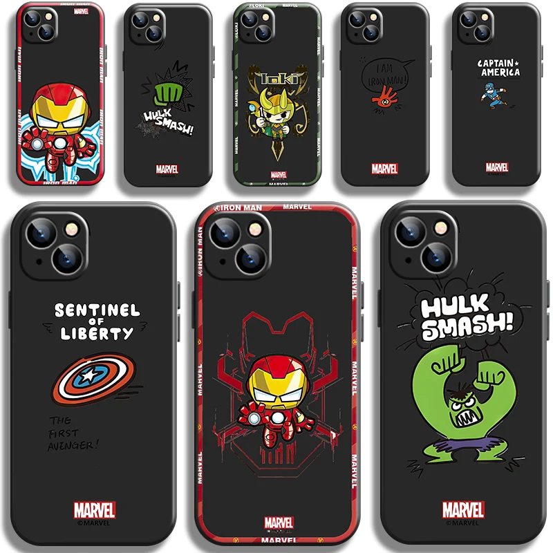 

Cartoon Marvel Avengers Phone Case for iPhone 13 12 Pro Max Mini 11 Pro X XR XS Max 6 6S 7 8 Plus Se2 full Protection Shell