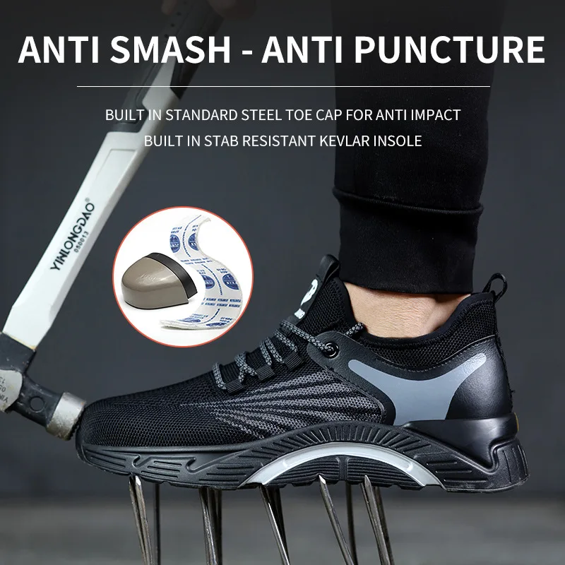 

2023 Hot Safety Shoes Men Comfort Men Boots Indestructible Work Shoes Fashion Work Sneakers Male Security Boots Work Footwear