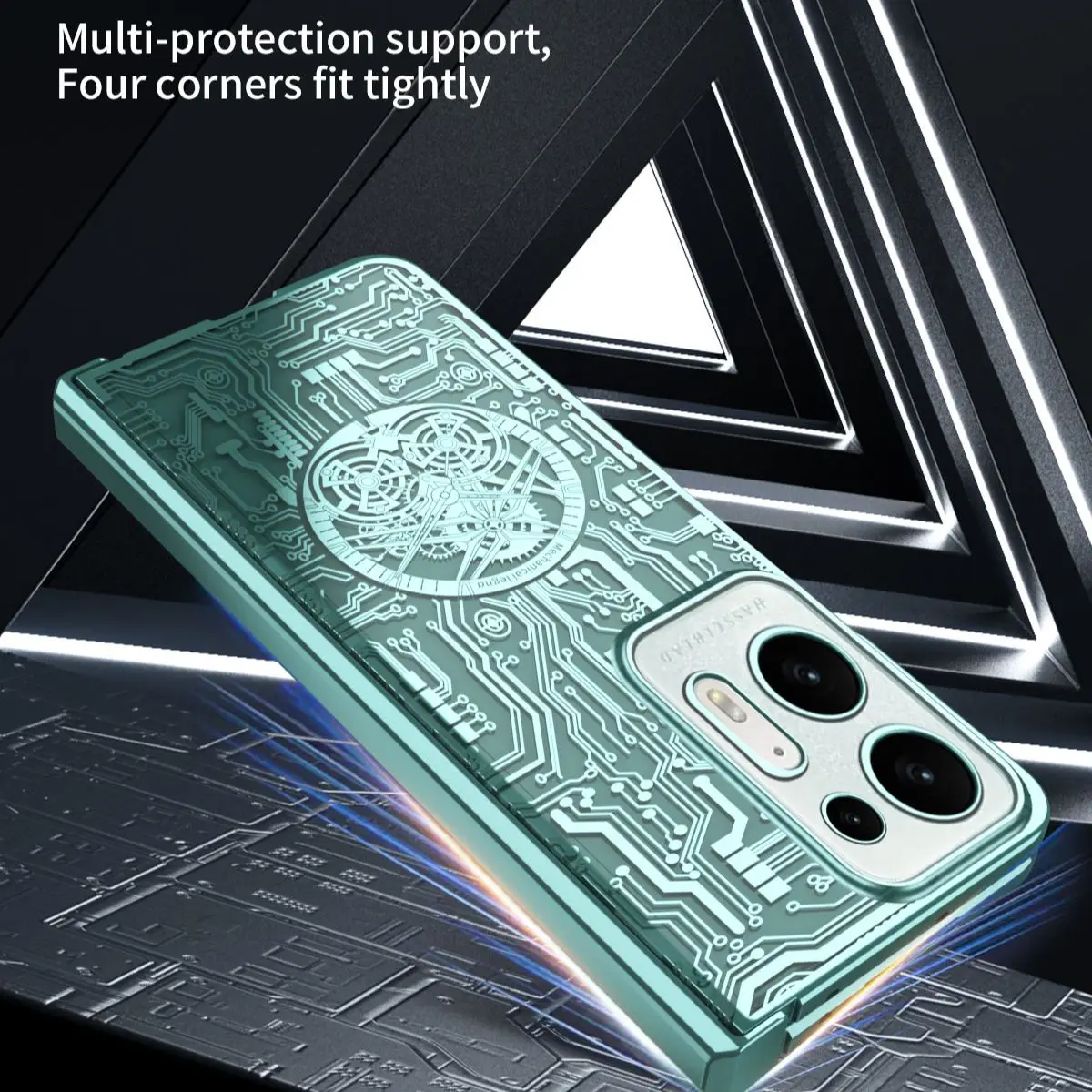 

Luxury Electroplate Machinery Circuit Phone Case Cover For OPPO Find N2 Flip N3 Flip Case Case With HD Glass Screen Protector