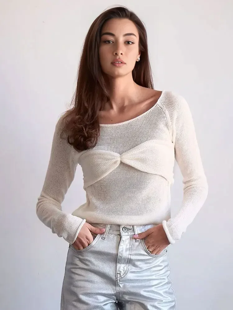 Однотонный вязаный свитер женский осенне-зимний свободный вязаная нижняя