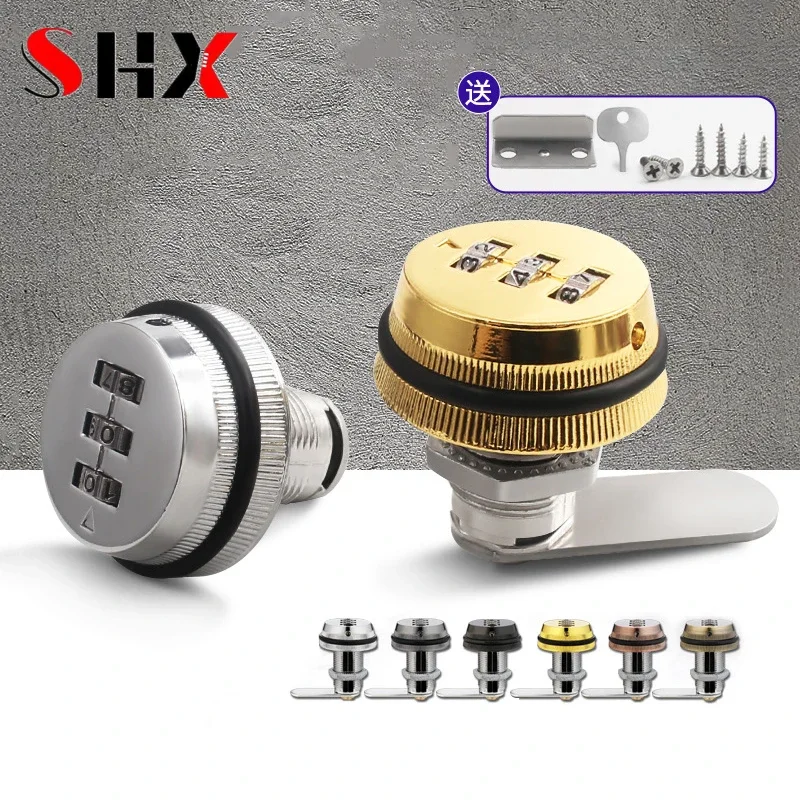 

1pcs Home Password Lock Zinc Alloy 3 Digital Mechanical Combination Cabinet Locker Keyless Letter Box Drawer Cabinet Door Lock