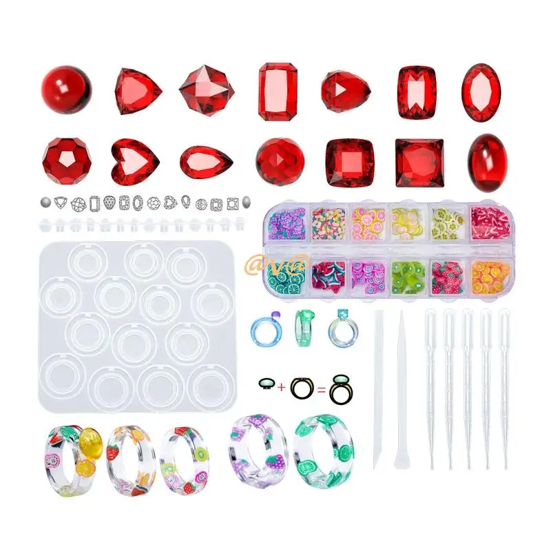

Silicone Ring Mold Stir Stick Dropper Fruit Sliced Soft Clay for Jewelry Making