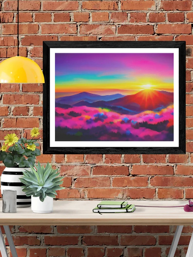 

Dream Peak 5D DIY Diamond Painting Landscape Cross Diamond Embroidery Painting Full Round Diamond Mosaic Home Decor Gift