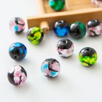 5pcs round shape 8mm 10mm 12mm colorful foil handmade lampwork glass loose beads for jewelry making diy crafts findings