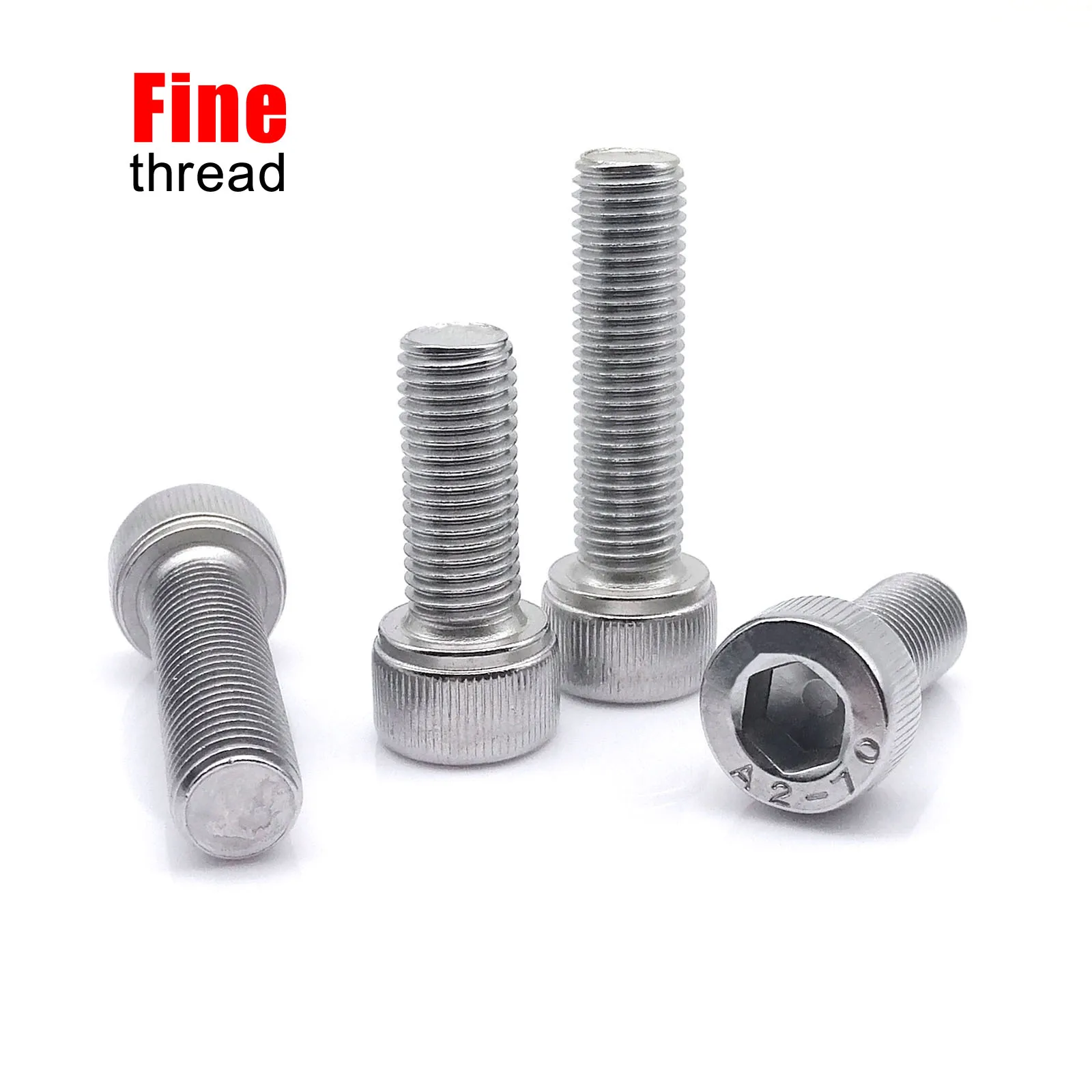 

1/5/10pcs Fine Thread M3 M4 M5 M6 M8 M10 M12 DIN912 304 A2-70 Stainless Steel Allen Hexagon Hex Socket Cap Head Bolt Screw