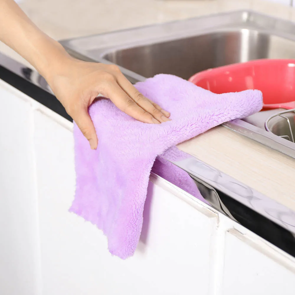 

Thicker Kitchen Cleaning Cloth Absorbent Scouring Pad Rag Home Microfiber Towels Tableware Non-Stick Oil Cleaning Wipe Towel
