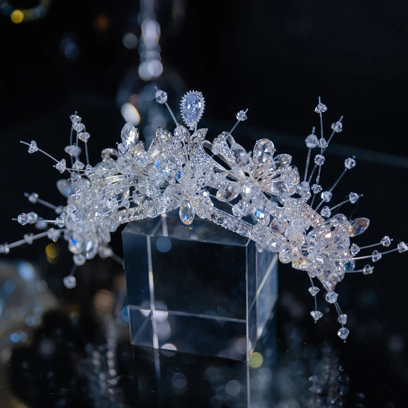 

CC Crowns for Women Wedding Accessory Bridal Headbands Engagement Hair Ornaments Bridal Dress 100% Handmade Crystal Diadem QS18