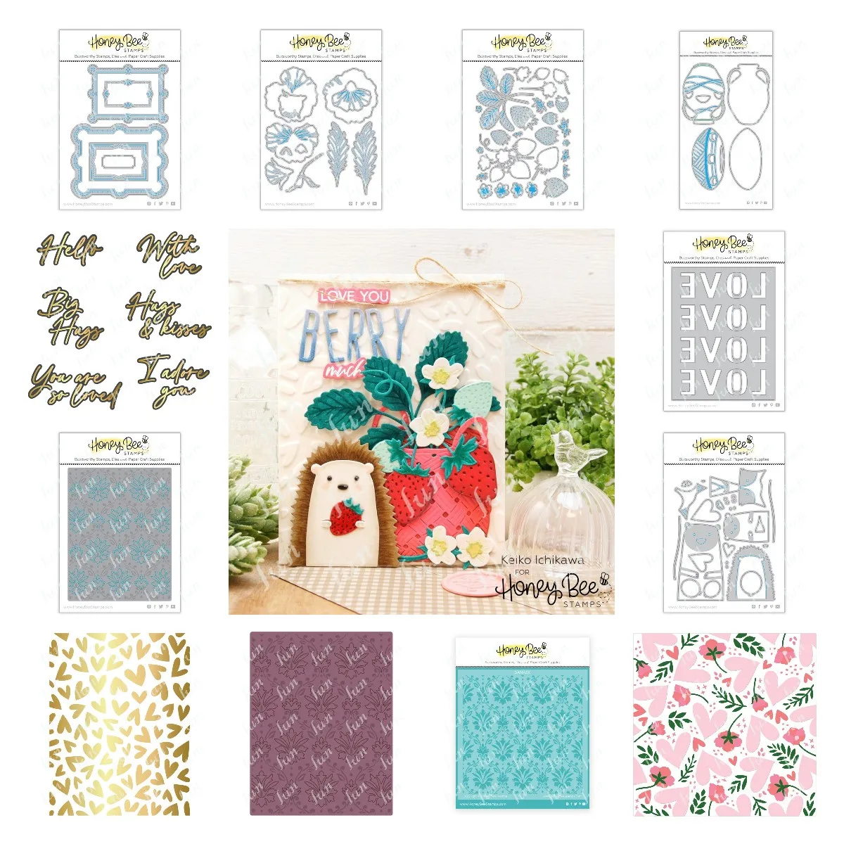 

Strawberry Love Hugs Layered Frame Metal Cutting Die Stamping DIY Slim Scrapbooking Handmade Greeting Cards