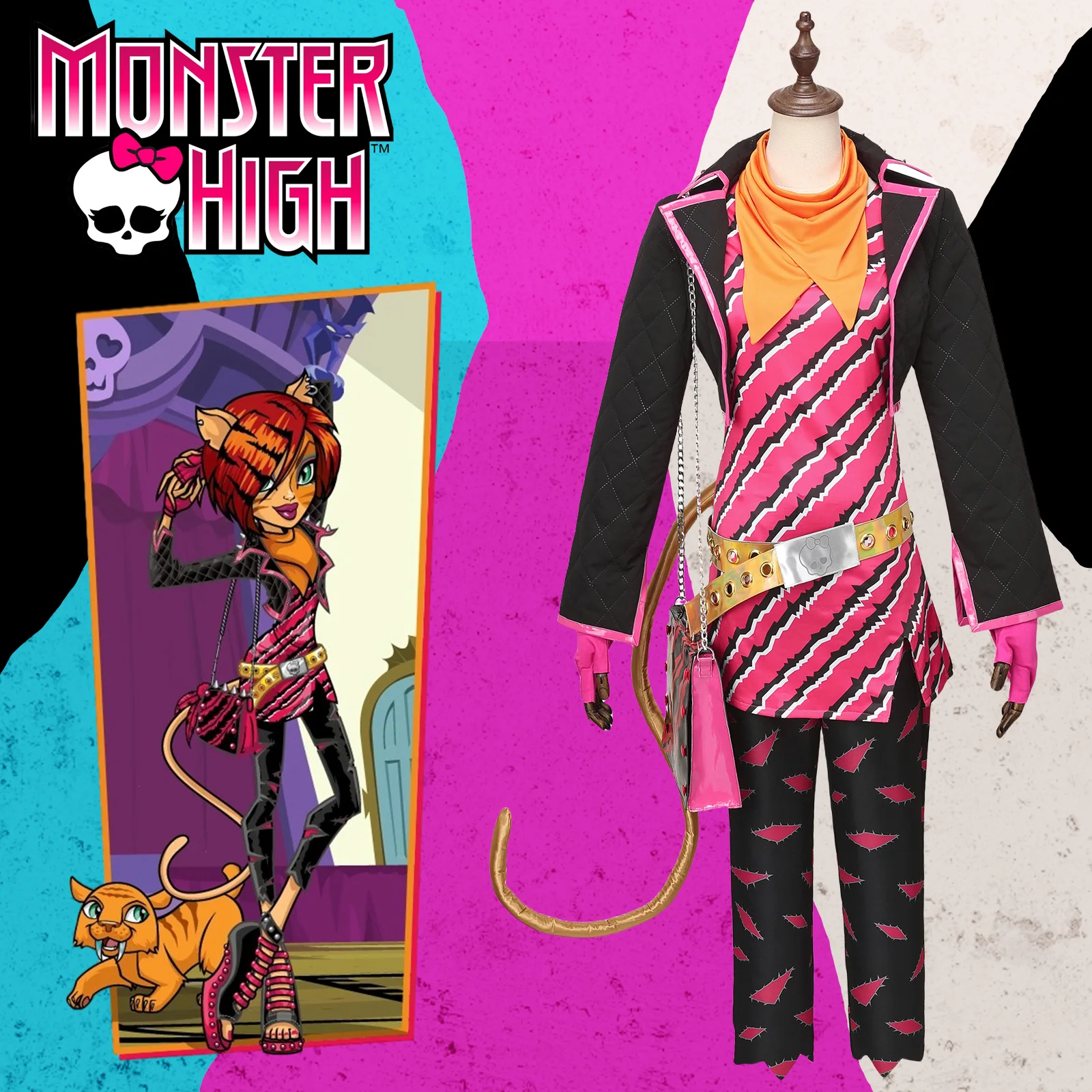 Фото Аниме High School Toralei Stripe Косплей Костюм Monster Toralei Наряд для Хэллоуина Вечеринка Comicon Взрослые Женщины Мужчины Реквизит №2