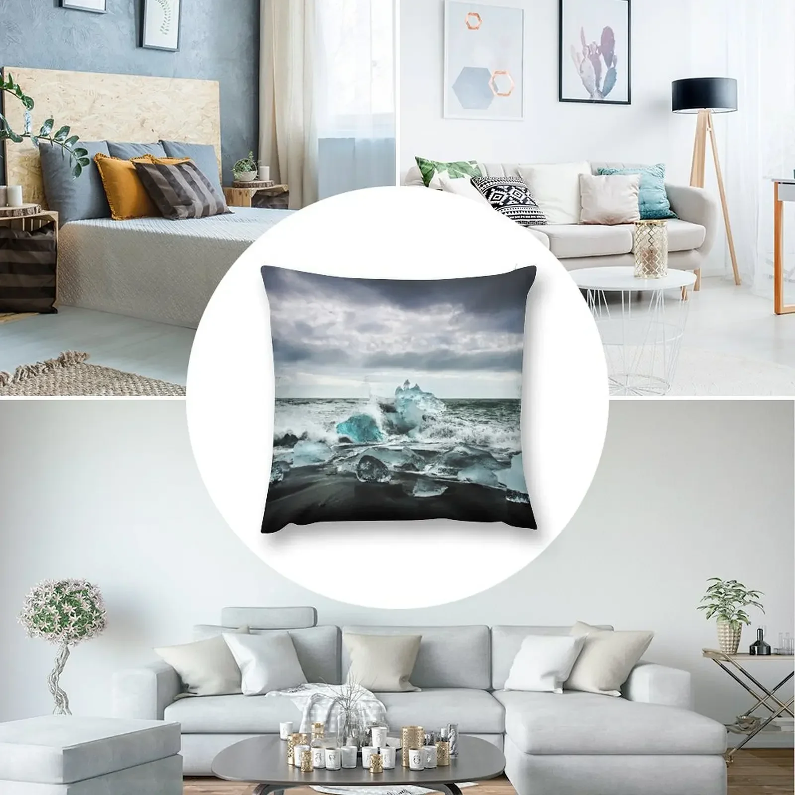 Исландия J?kuls филон Glacial Icebergs on Black Sand Beach Blue Ice II Декоративная подушка Наволочки для