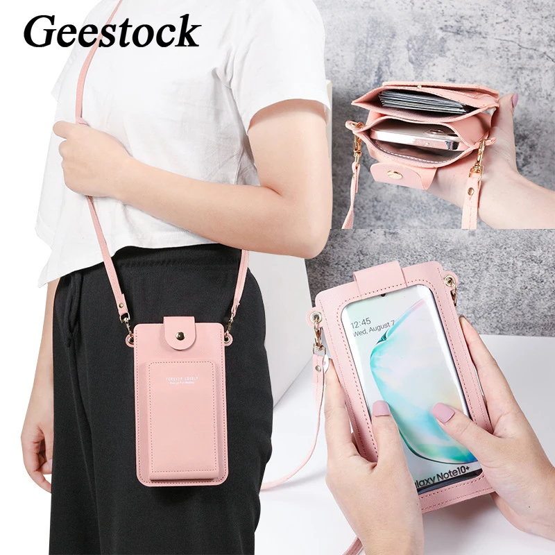 Женский кошелек Geestock с сенсорным экраном сумка на плечо большой емкости женский