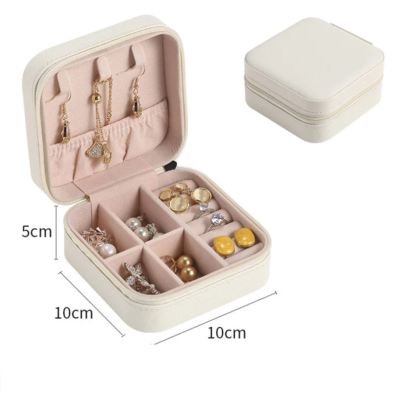 Portable Jewelry Organizer Display Travel Jewelry Case Boxes Ear Studs Earring Leather Storage Jewelry Box Woman
