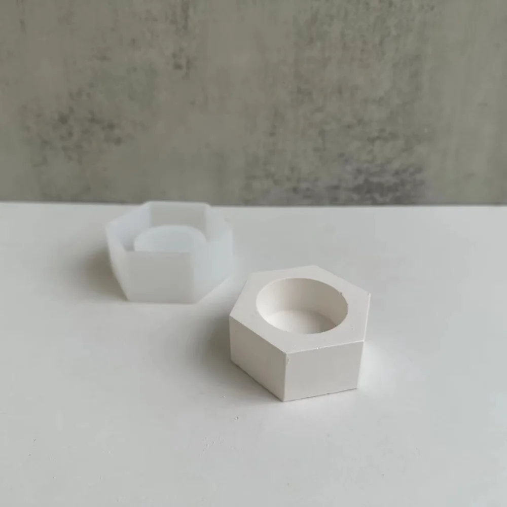 

Hexagonal Candlestick Silicone Mold Scented Candle Holder Gypsum Mold Mirror Epoxy Mold