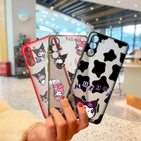 cartoon sanrio girl for samsung galaxy s22 s21 ultra s20 fe lite s10 s9 s8 plus 5g frosted translucent phone case cover coque