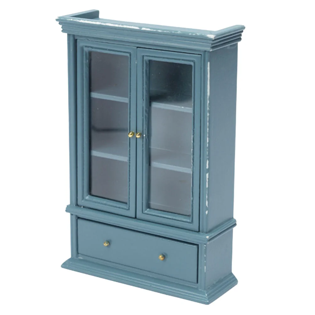 

Miniature Cabinet Mini Furniturehouse Wooden Model 12 1 Bookshelf Bookcase Diy Ornament Cupboard Wood Storage Supplies Play