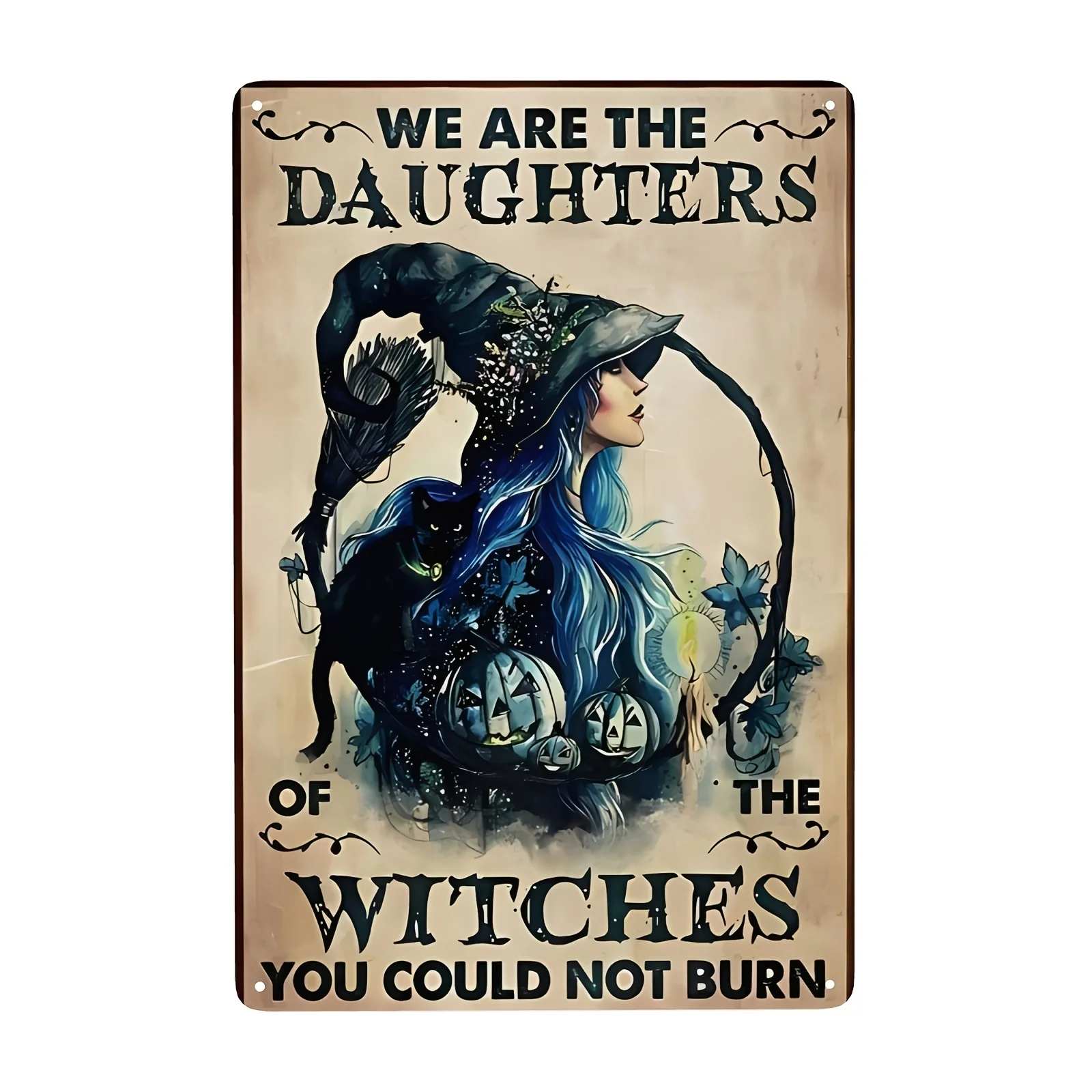 

Retro Metal Aluminum Sign, Cat Witch Halloween Wall Decor, Cafe Bar Home Wall Art Decoration, 8*12inch