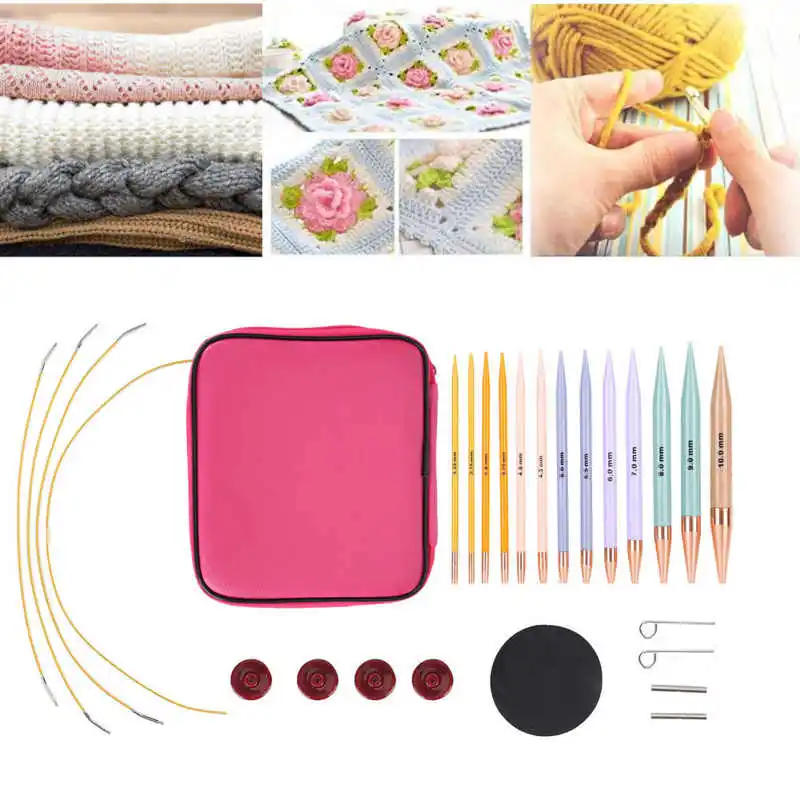 

13 Pairs Crochet Hook Set Plastic Polycarbon Circular Knitting Needles DIY Craft Accessories for Women Hook Needle