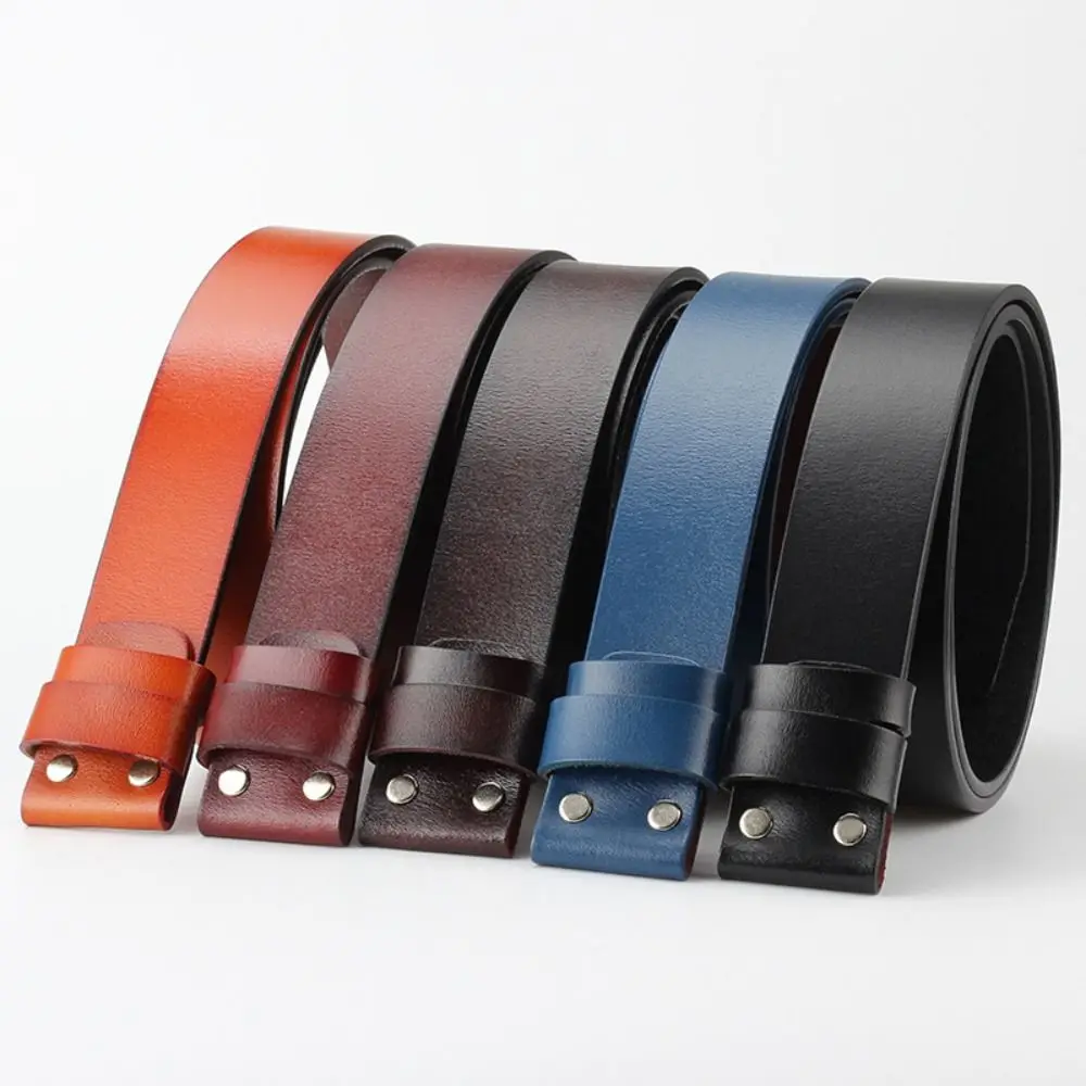 Durable Craft DIY Casual Luxury Brand Designer Genuine Leather Belt Classic Waistband 3.8cm with Hole No Buckle Girdle