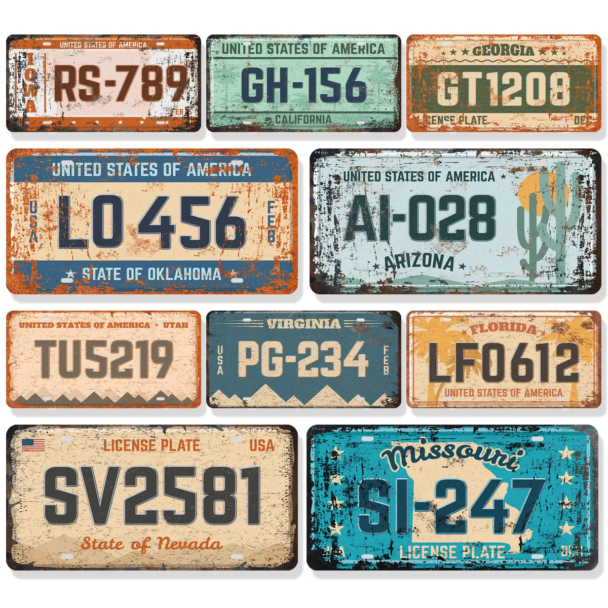 

Vintage Car License Plates Bar Wall Decoration Metal Plates Signs Retro Tin Decor Iron Crafts Pub Club，KTV,Cafes