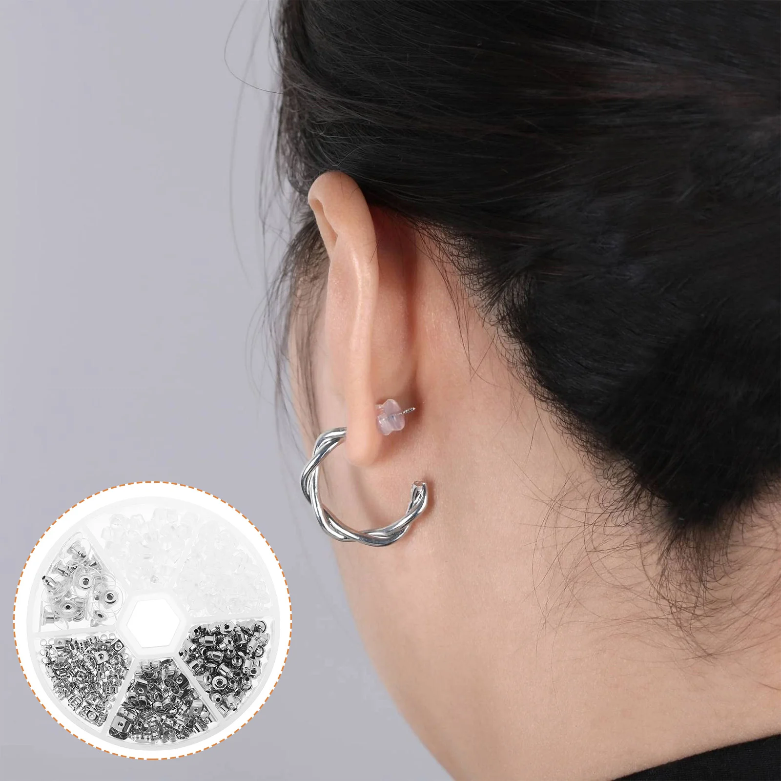 

Helix Earring Earplugs DIY Earrings Stoppers Perforation 8X1.8cm Secure Backs Locking Silver Alloy Studs Screw Women Miss