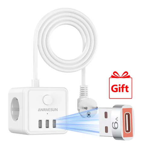 Удлинитель с розетками и USB портами 1, 5 м