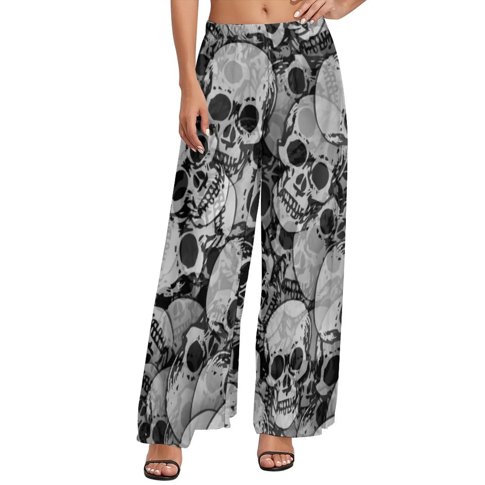 

Брюки женские прямые с широкими штанинами и эластичным поясом