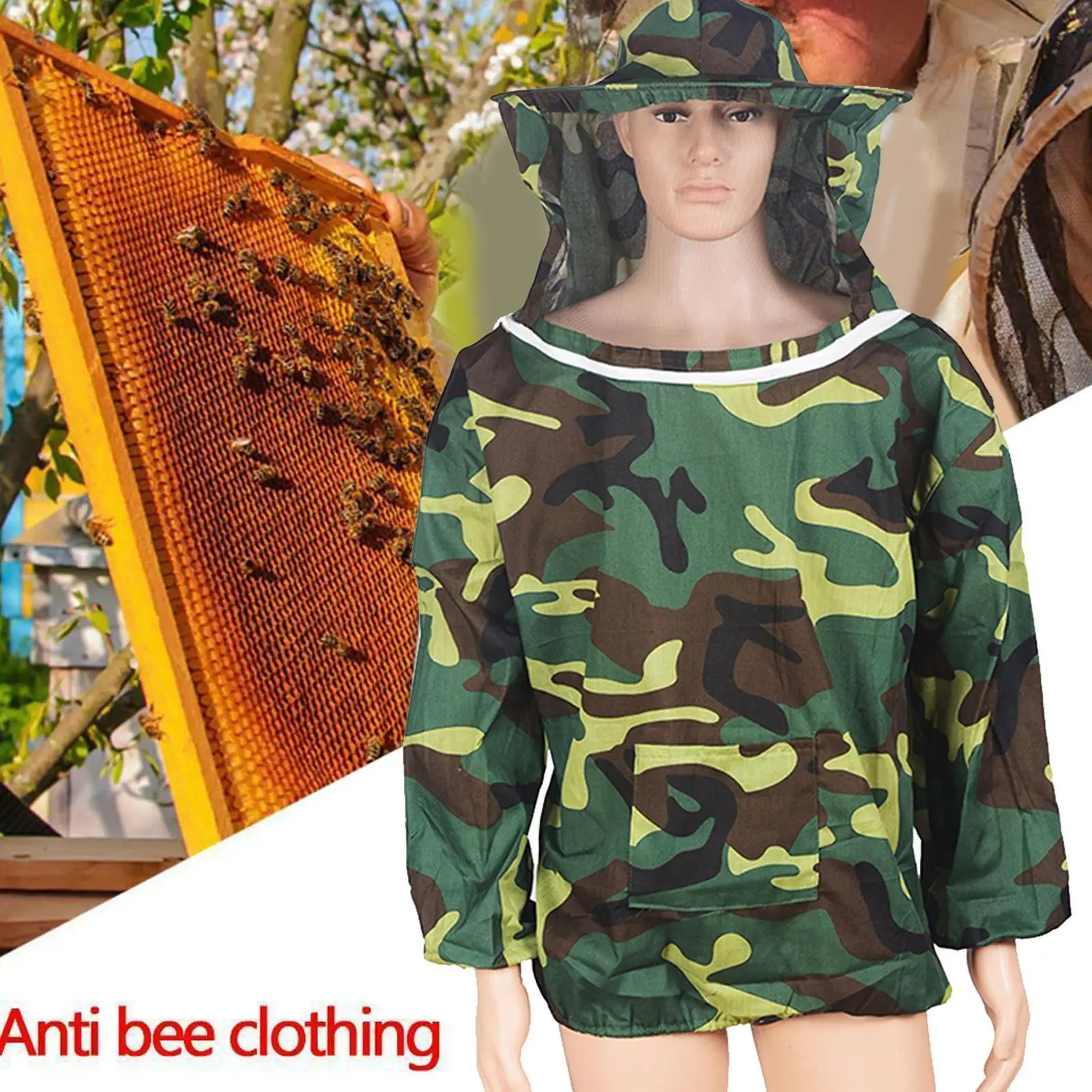 

Beekeeping Protective Jacket Smock Suit Bee Keeping Clothes Sleeve Clothing Breathable With Hat Beekeeper Equip Suit Veil D O0B4