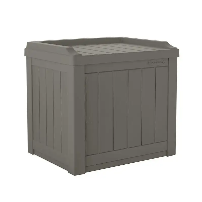 

Gallon Outdoor Resin Wicker Deck Storage Box with Seat, Stoney Gray