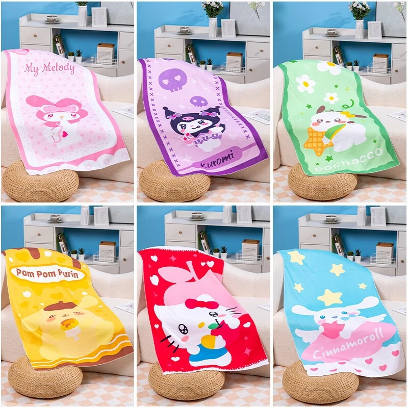 

Sanrio Kawaii Hello Kitty Bath Towel Anime Thickened Bath Towel Towel Soft Quick Dry Sports Yoga Towel Absorbent Beach Towel