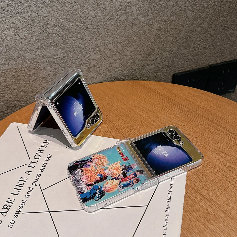 Фото Модный японский аниме-чехол Dragon Ball Goku Saiyan, прозрачный чехол для телефона Samsung Galaxy Z Flip 7 6 5 4 3, жесткий чехол из ТПУ №5