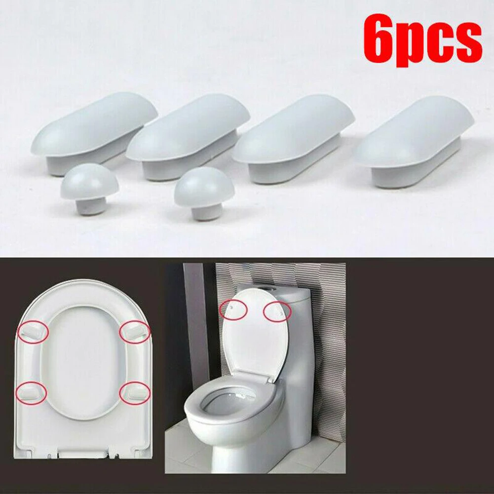 

6PCS/SET Toilet Seat Buffer Toilet Seat Bumpers Seat Top Cover Cushion Stopper White Bathroom Toilet Mute Gaskets