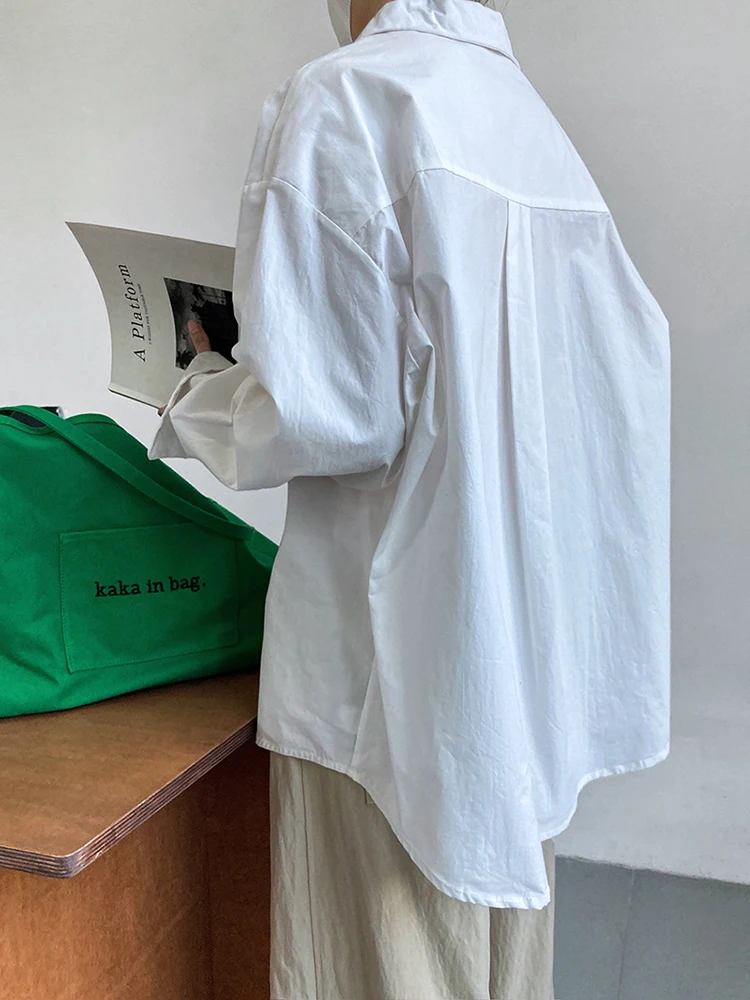 Рубашка LANMREM Женская свободного покроя однобортная офисная блузка с отложным