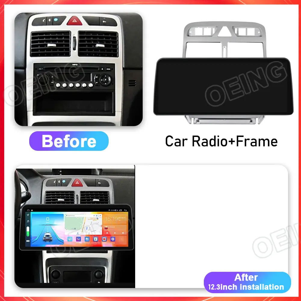 Автомагнитола QLED 12 3 дюйма Android для Peugeot 307 1 2001-2008 GPS-навигация автомагнитола