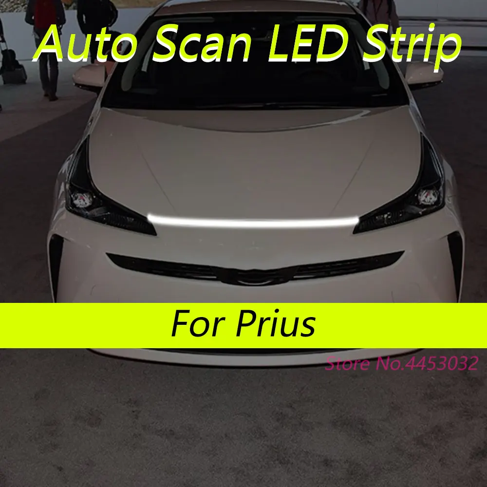 

Светодиодные ленты DRL с автоматическим сканированием и запуском для Toyota Prius 2018-2025, светильник на капоте автомобиля, гибкие фары, приветственный свет, 59 дюймов
