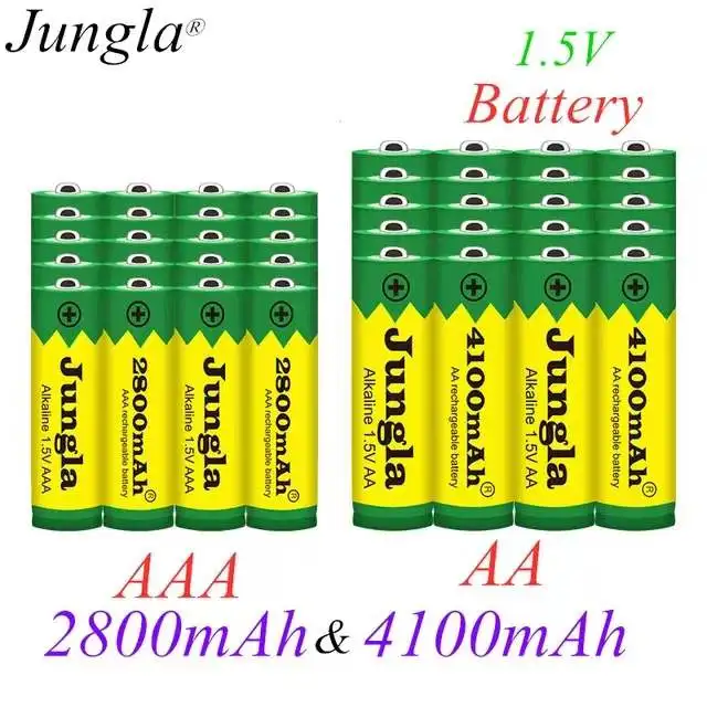 

2022 New 1.5V AA 4100mAh Alkaline Battery + AAA 2800mAh Alkaline Rechargeable Battery Aa Aaa for Led Light Toy Mp3