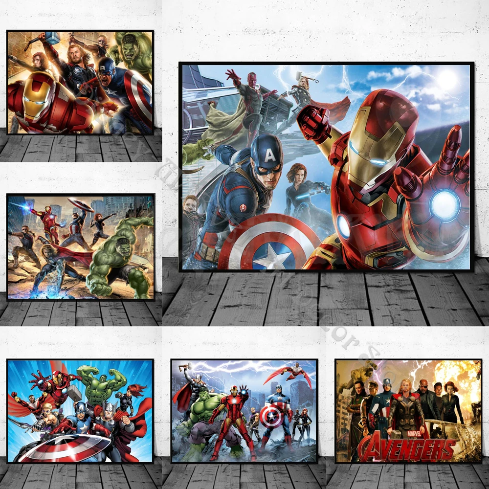 

Marvel Canvas Painting The Avengers Movie Posters Captain America Iron Man Superhero Wall Art Pictures for Kids Room Decor