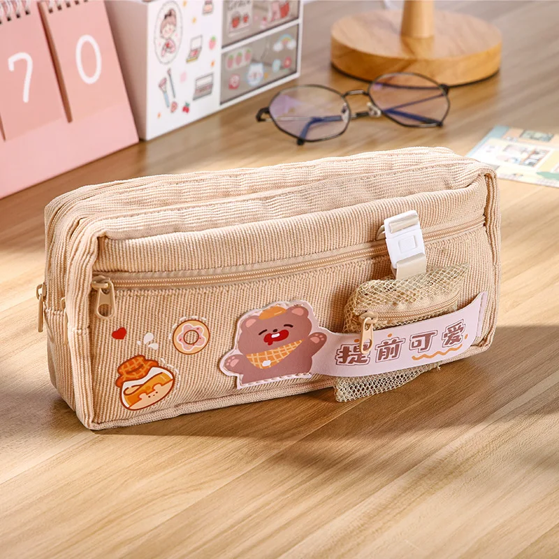 

Kawaii Big Pencil Case Zipper Large Capacity Cute Pencil Box Portable Storage Bag School Supplies Cosmetic Organizer