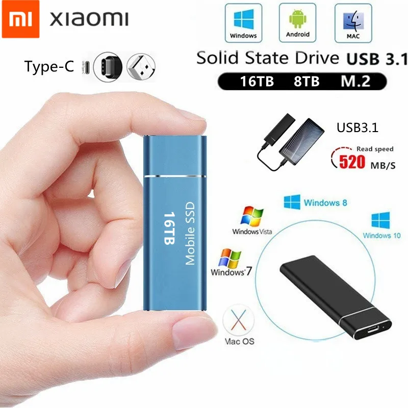 

Xiaomi SSD Mobile Solid State Drive 16TB 8TB Storage Device Hard Drive Computer Portable USB 3.1 Mobile Hard Drives Solid Disk