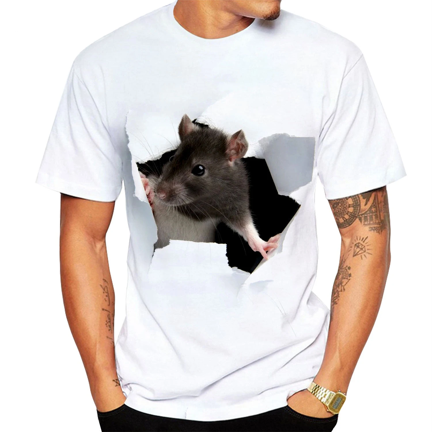 

2023 Men Fashion Print Rat T-shirts 3D Animal Harajuku Street Style Short Sleeve Unisex Cool T Shirt XXS-6XL
