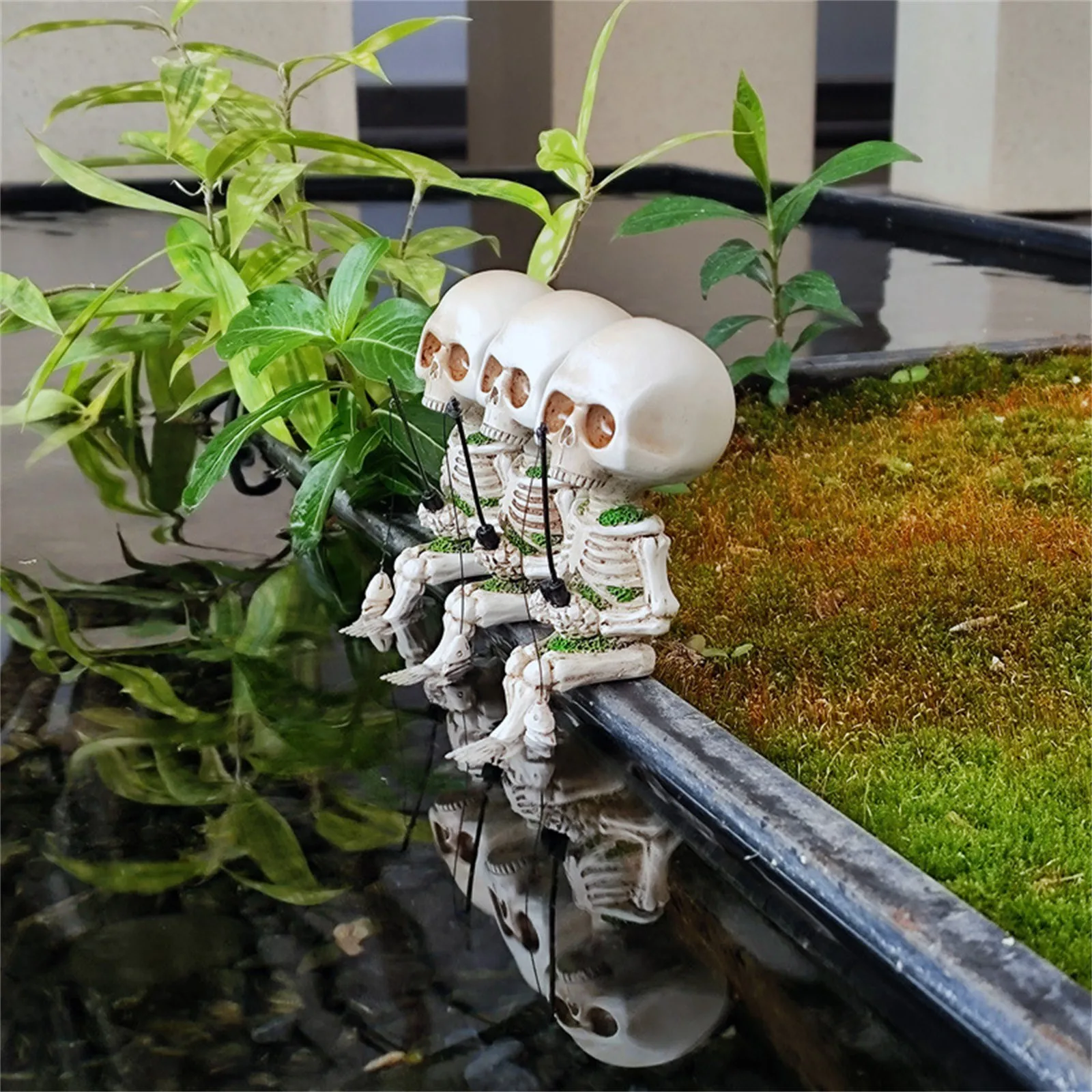 3D Готическая рыболовная Статуэтка-скелет на Хэллоуин мини-статуэтка садовый