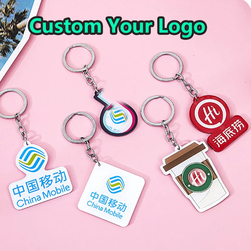 Customized llaveros Keychain Your Logo Custom Arcylic Key Chain Photo Name Personalized Promotional Gift Company Charm With Logo
