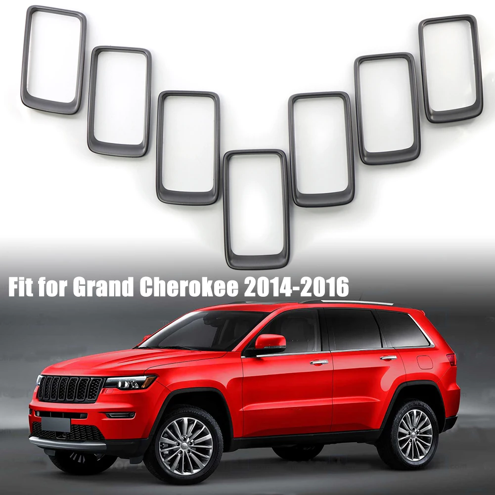 

7X Front Grille Grill Inserted Ring Trim Cover For Jeep Grand Cherokee 2014-2016 Car Accessories Modified Mesh Cover