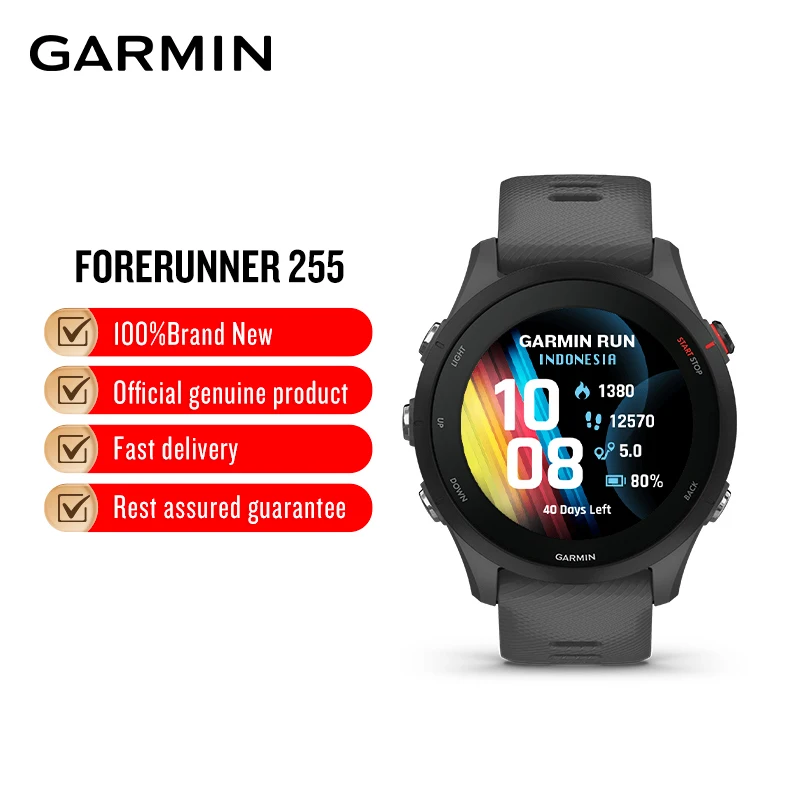 Фото Новые часы Garmin Forerunner 255, триатлон, марафон, легкоатлетическая тренировка, профессиональный бег, умные часы №1