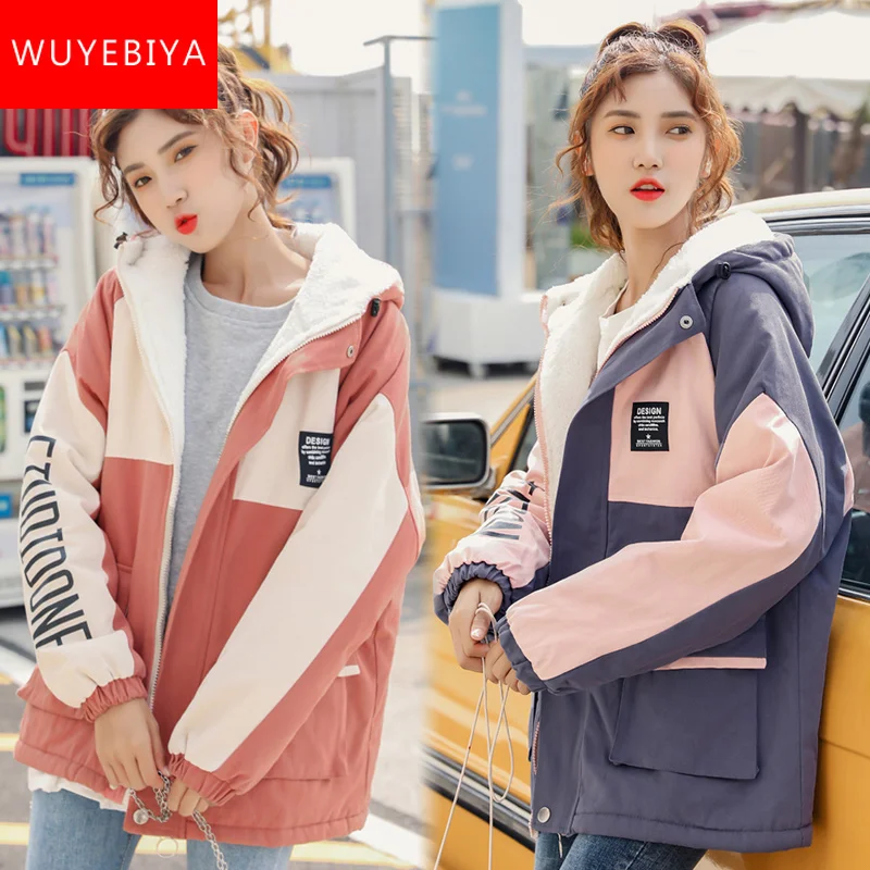 

Plus Velvet Working Wear Jacket Female Autumn and Winter Clothing New Junior High School Students Korean Style Loose All-Matchin