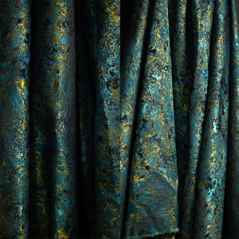 Жаккардовый жаккардовый жакет в китайском стиле Ципао синего и зеленого цвета с