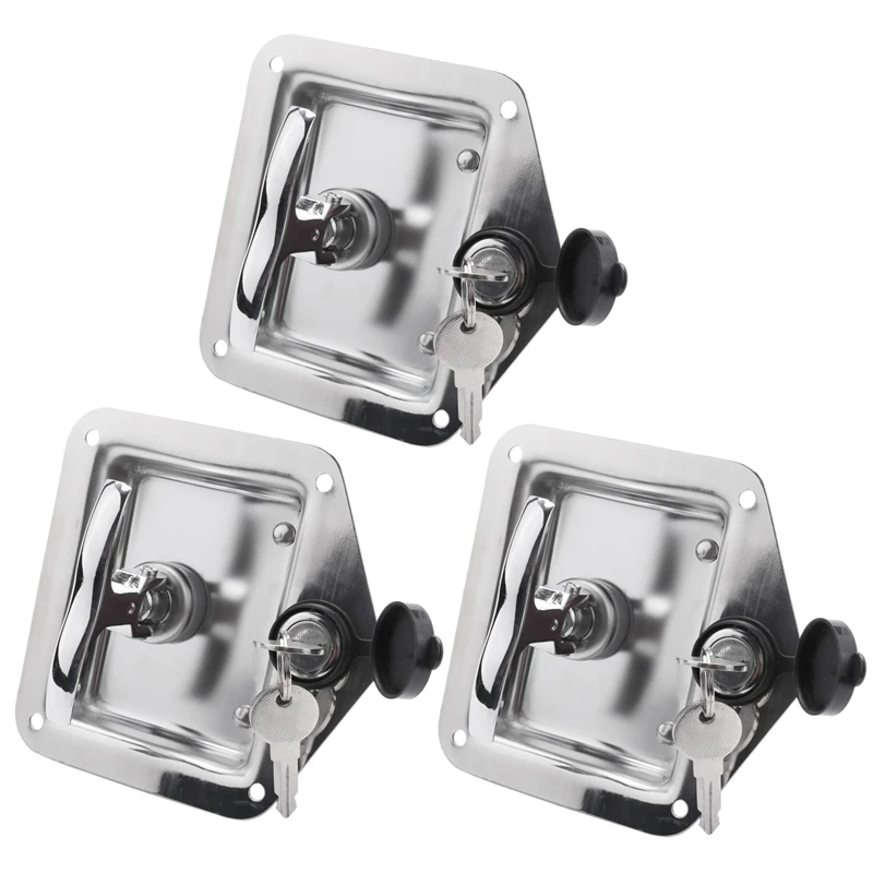 

3 Set Stainless Steel Car Folding T-Shaped Handle Lock Trailer Plane RV Caravan Truck Engineering Vehicles Latch