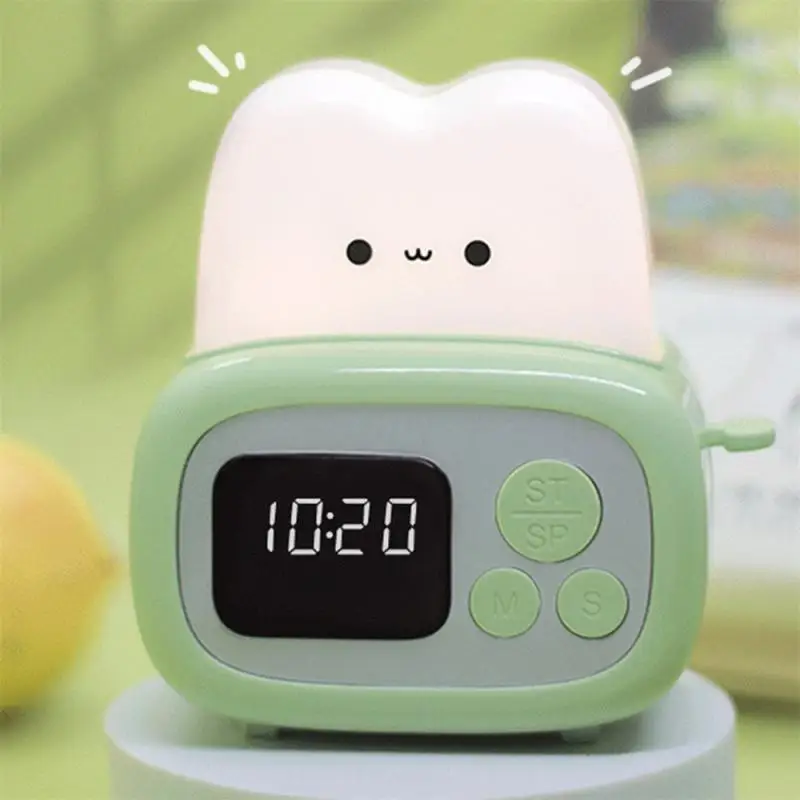 Night Light The New Bell 12*10.5*9cm Childrens Alarm Clock Chargeable Cute 800mah Toaster Alarm Clock Get Up